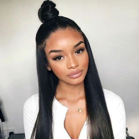 HD Lace 1B Bone Straight Lace Front Wig