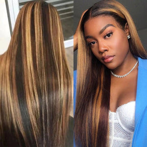 #4/#27 Bone Straight Highlight Lace Front Wig