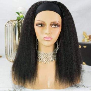 #1B 180% Density Kinky Straight Yaki Headband Wig