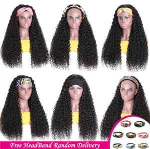 150% Density 1B Deep Wave Headband Wig