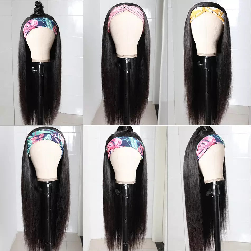 #1B 180% Density Straight Headband Wig