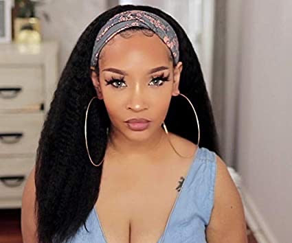 #1B 150% Density Kinky Straight Yaki Headband Wig