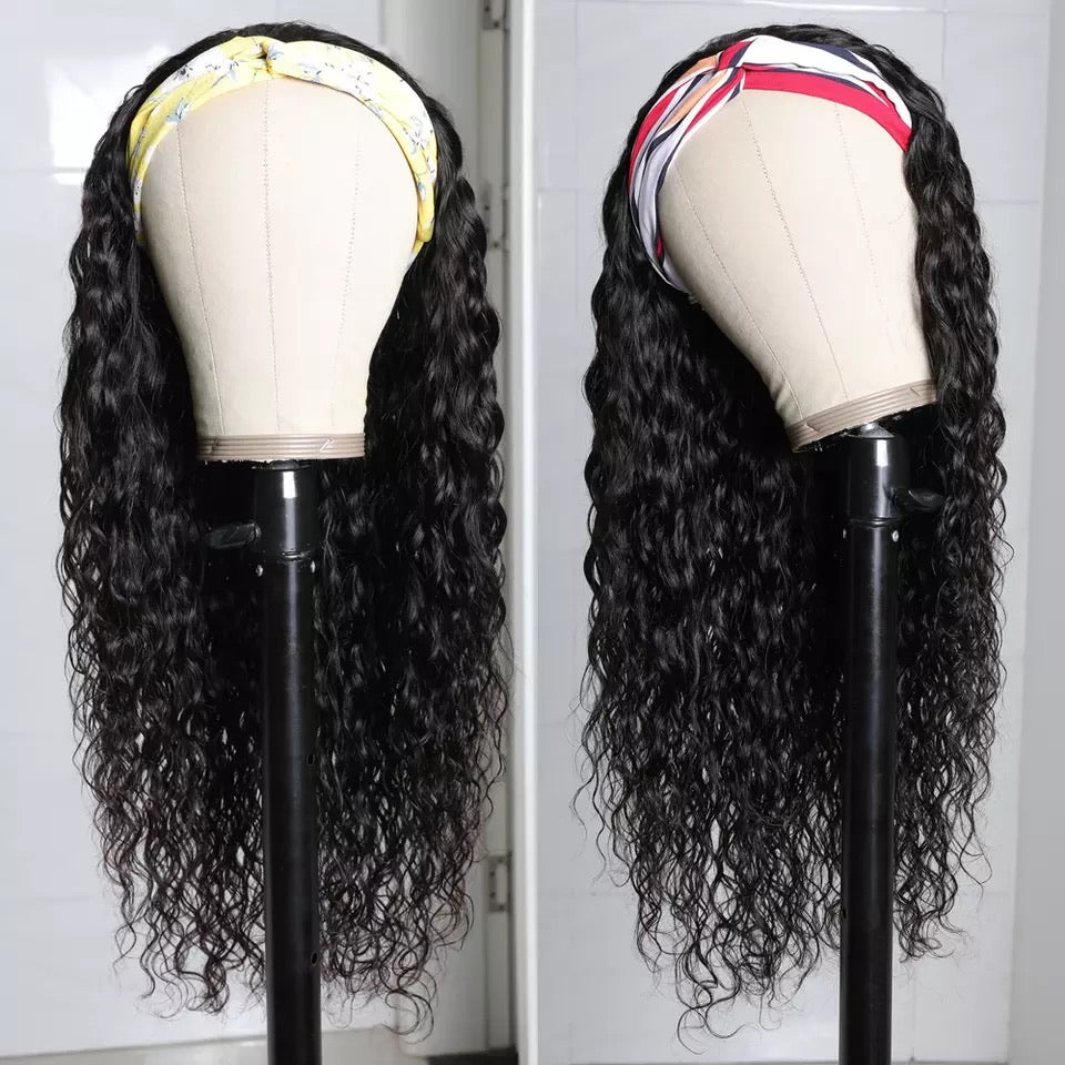 150% Density 1B Water Wave Headband wig