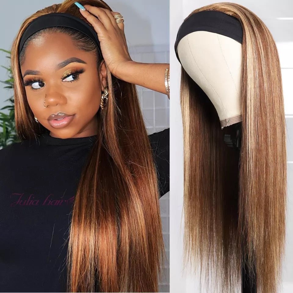 4/27 150% Density Straight Highlight Headband Wig