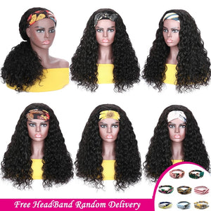 150% Density 1B Water Wave Headband wig