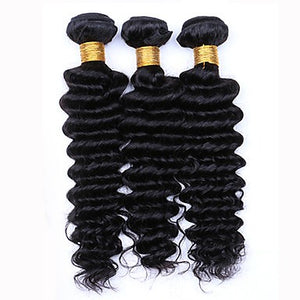 Up to 26 inch 1B Deep Wave Brazilian Human Hair- 4 Bundles